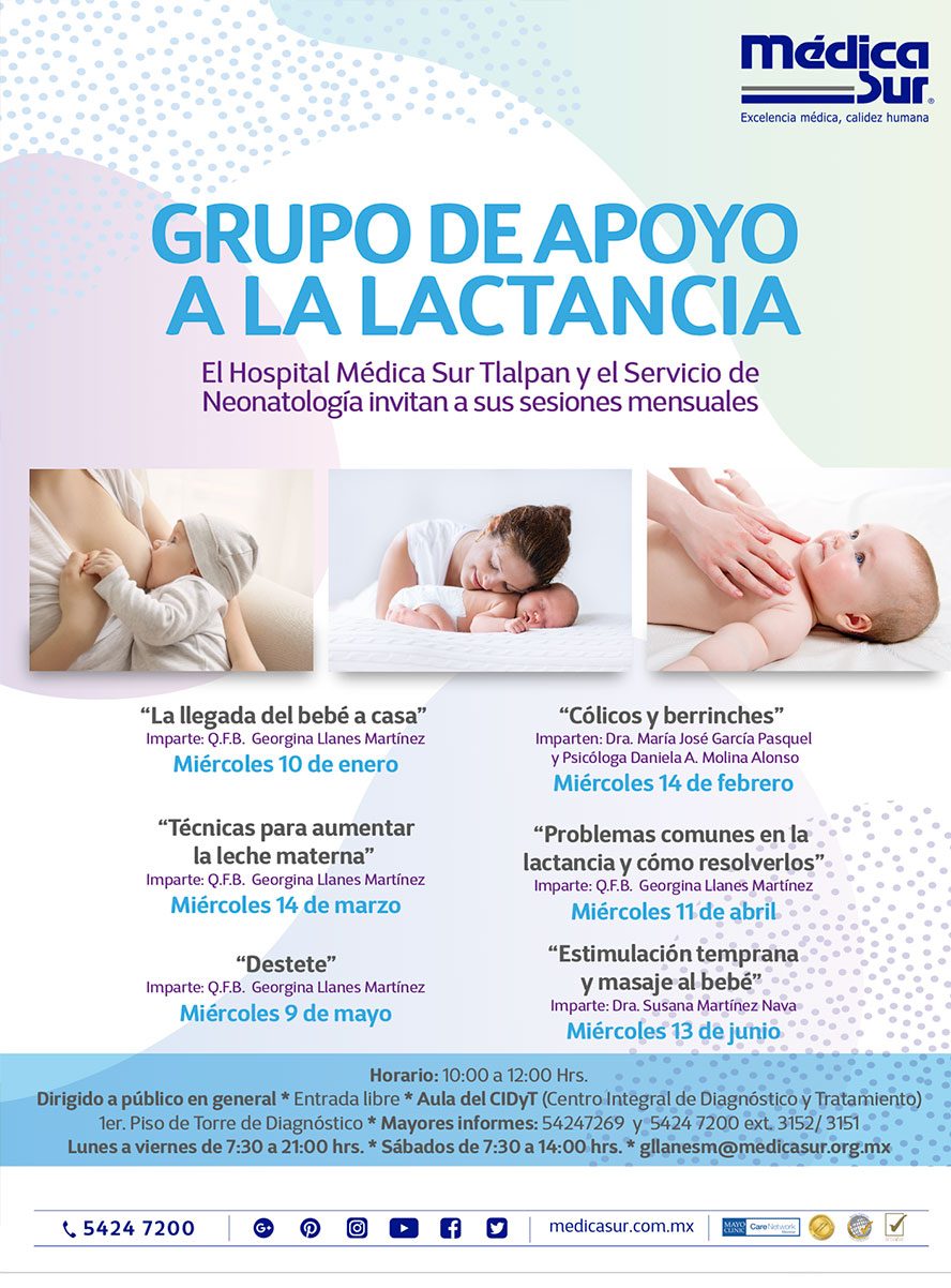 Calendario de actividades del grupo de apoyo a la lactancia 2018